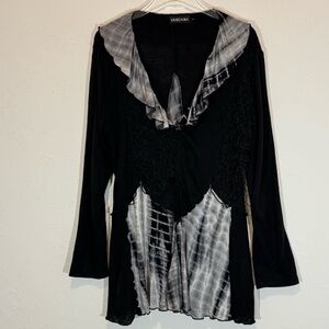 Vandana black & gray Long Sleeve Lightweight Cardigan Sweater woman’s sz Large